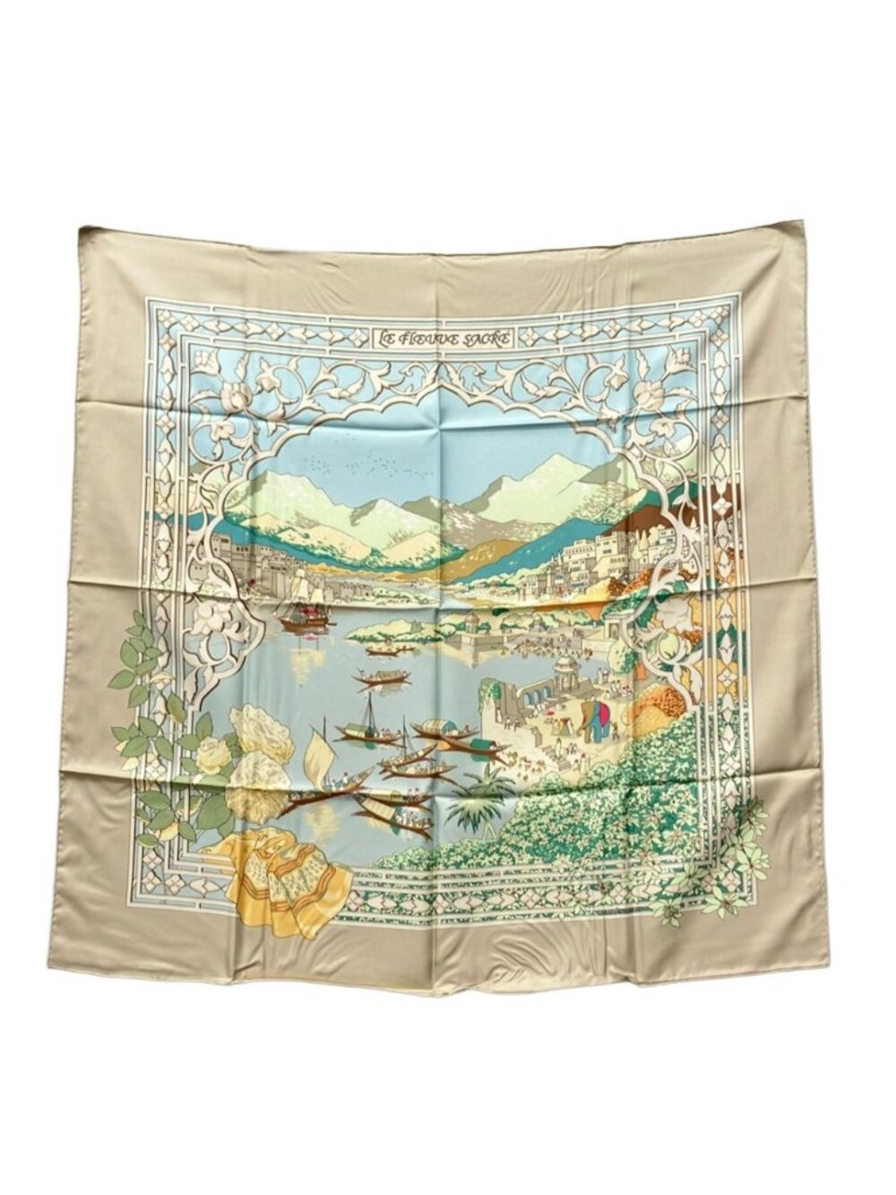 Hermes Scarf Carre 90 Silk 100% le Fleuve Sacre Sacred River